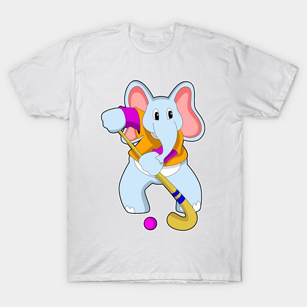 Elephant at Hockey with Hockey bat T-Shirt by Markus Schnabel